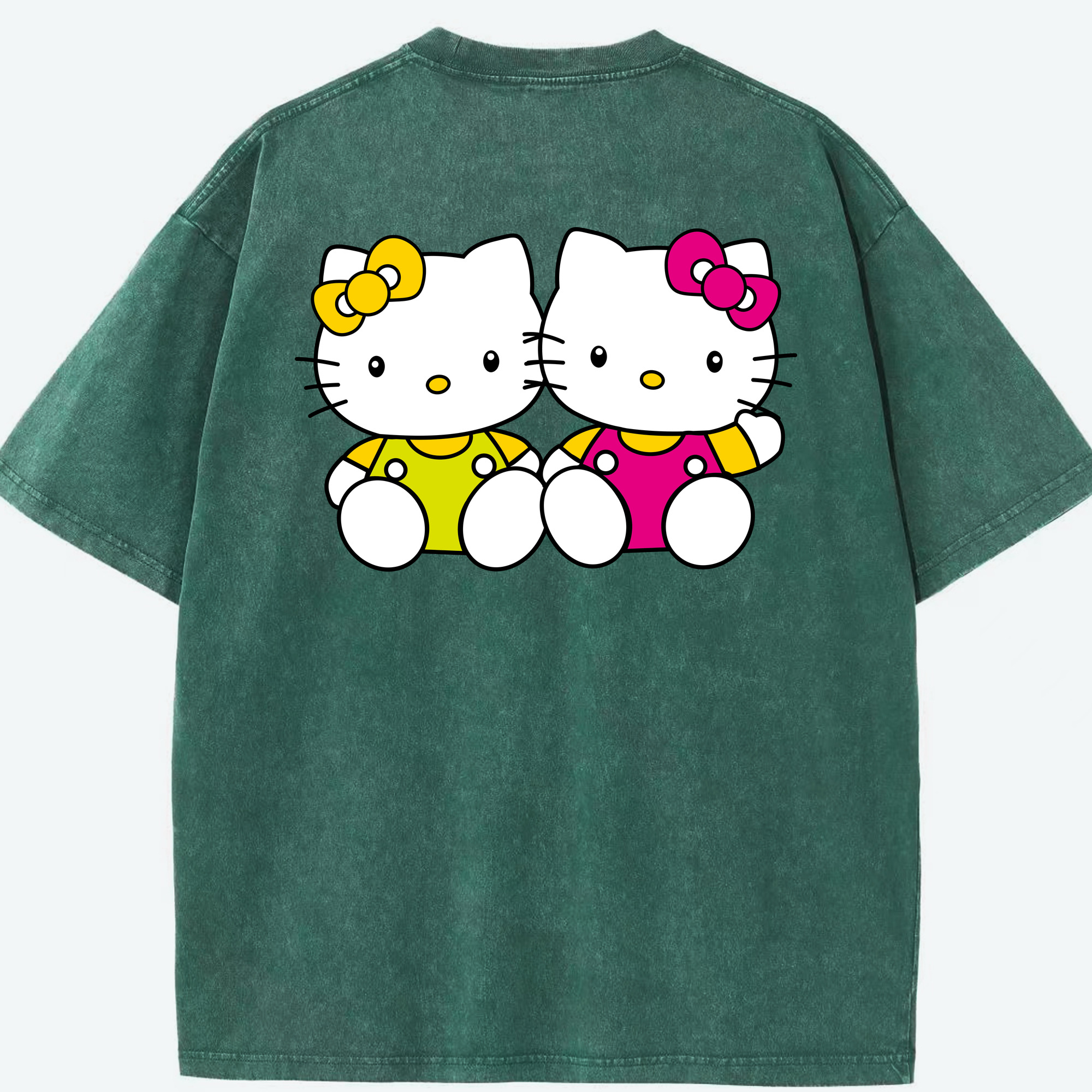 （画像用） Hello Kitty ハローキティ 綿100% ヴィンテージ風 半袖Tシャツ（背面プリント）